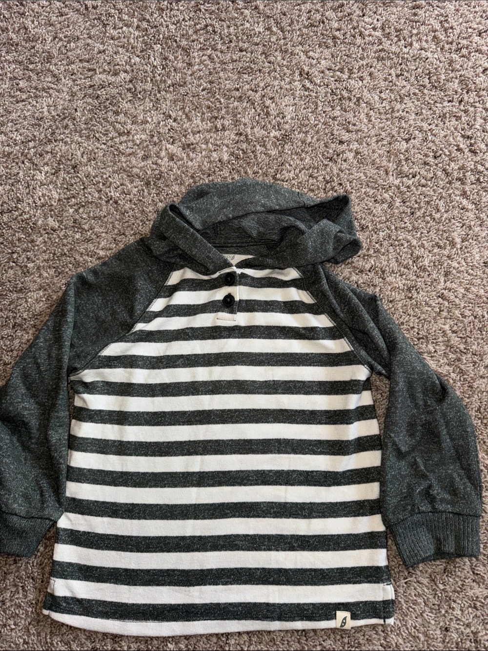 Easy always green striped sweater Henley hoodie size 4T